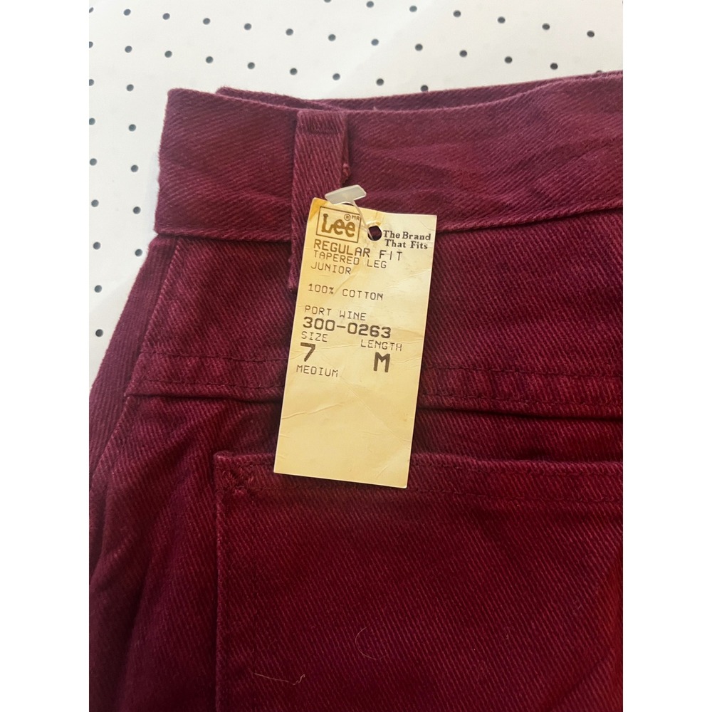 Vintage Lee USA Jeans Womens 2 24 Waist Port Wine Burgundy High Rise Tapered NWT - Picture 3 of 10